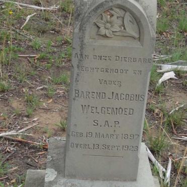 WELGEMOED Barend Jacobus 1897-1923