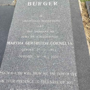 BURGER Martha Gertruida Cornelia 1922-2010