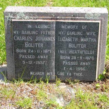 BOLITER  Charles Johannes 1871-1957 &amp;  Elizabeth Martha HEATHFIELD 1876-1956