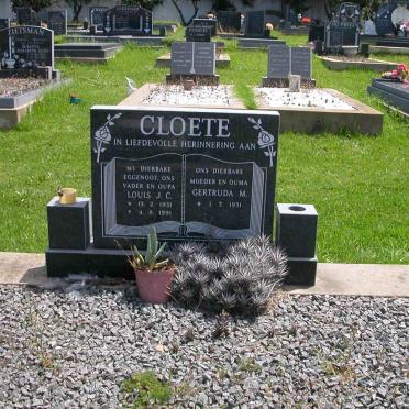 CLOETE Louis J.C. 1931-1991 &amp; Gertruida M. 1931-