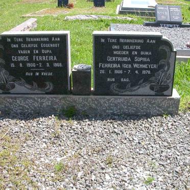 FERREIRA George 1900-1968 &amp; Gertruida Sophia WEHMEYER 1906-1970