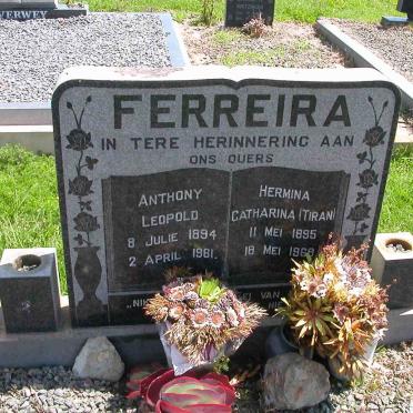 FERREIRA Anthony Leopold 1894-1961 &amp; Hermina Catherina TIRAN 1895-1968
