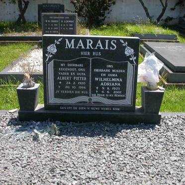MARAIS Albert Pieter 1920-1986 &amp; Wilhelmina Adriana 1923-2002
