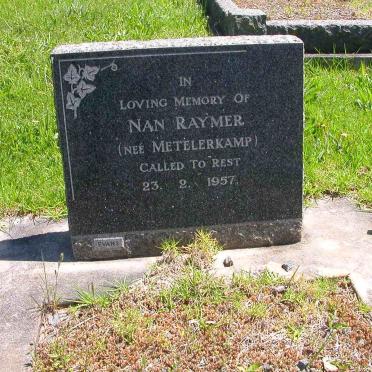 RAYMER Nan nee METELERKAMP  -1957