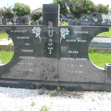 RUST Frederick Christoffel 1904-1991 &amp; Helena Christoffel Johanna 1907-1997