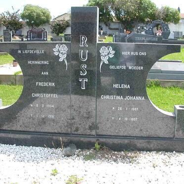 RUST Frederick Christoffel 1904-1991 &amp; Helena Christoffel Johanna 1907-1997
