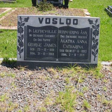 VOSLOO George James 1891-1969 &amp; Agatha Anna Catharina BEER 1893-1971