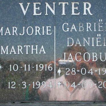 VENTER Gabriel Daniel Jacobus 1914-2001 &amp; Marjorie Martha 1916-1994