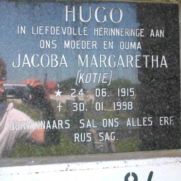 HUGO Jacoba Margaretha 1915-1998