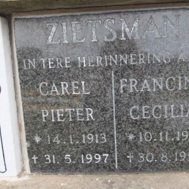 ZIETSMAN Carel Pieter 1913-1997 &amp; Francina Cecilia 1916-1994