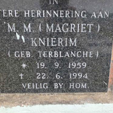 KNIERIM M.M. nee TERBLANCHE 1959-1994