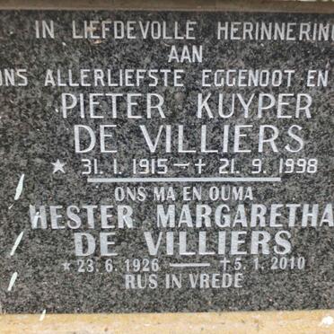 VILLIERS Pieter Kuyper, de 1915-1998 &amp; Hester Margaretha 1926-2010