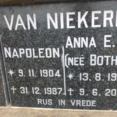 NIEKERK Napoleon, van 1904-1987 &amp; Anna E.C. BOTHA 1921-2015