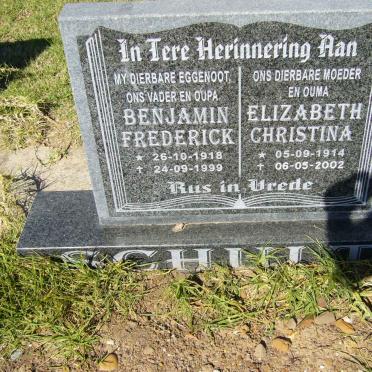 SCHULTZ Benjamin Frederick 1918-1999 &amp; Elizabeth Christina 1914-2002