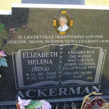 ACKERMAN Elizabeth Helen 1929-2005