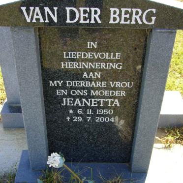BERG Jeanetta, van der 1950-2004