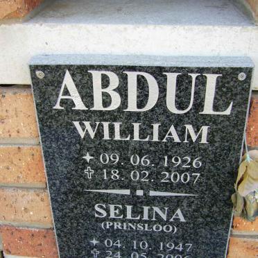 ABDUL William 1926-2007 &amp; Selina 1947-2006
