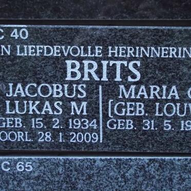 BRITS Jacobus Lukas M. 1934-2009 &amp; Maria C. LOUW 1939-