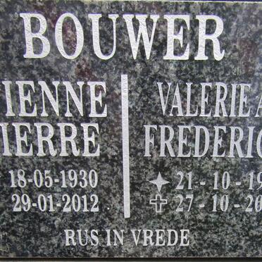 BOUWER Etienne Pierre 1930-2012 &amp; Valerie Annie Frederica 1929-2018