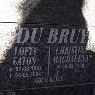 BRUYN Lofty Eaton, du 1925-2004 &amp; Christina Magdalena 1928-