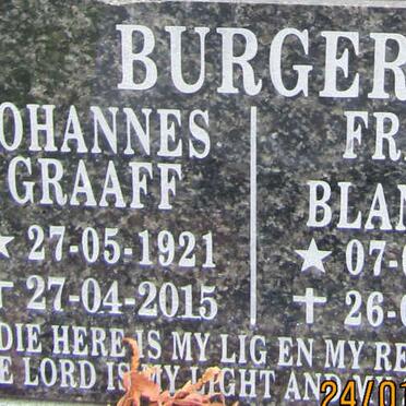 BURGER Johannes Graaff 1921-2015 &amp; Freda Blanche 1923-2011