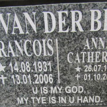 BERG Francois, van der 1931-2006 &amp; Anna Catherin 1933-2012