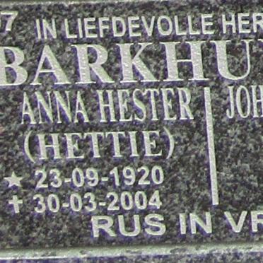 BARKHUYSEN Johannes Frederick 1921-2013 &amp; Anna Hester 1920-2004