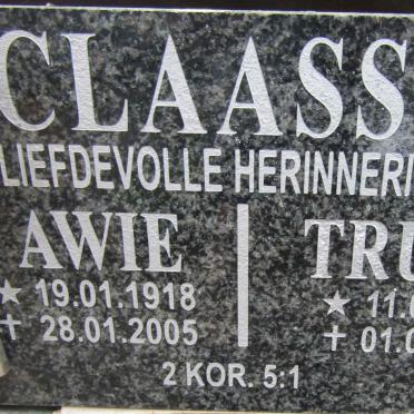 CLAASSEN Awie 1918-2005 &amp; Truida 1918-2014