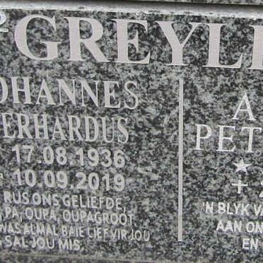 GREYLING Johannes Gerhardus 1936-2019 &amp; Adriana Petronella 1939-2020