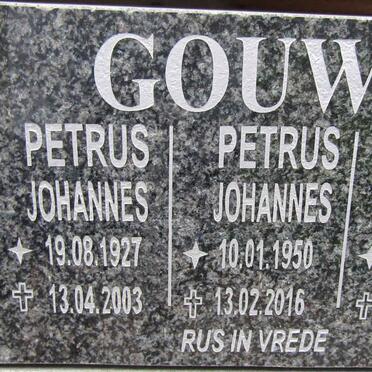 GOUWS Petrus Johannes 1927-2003 &amp; Avis 1929-2012 :: GOUWS Petrus Johannes 1950-2016