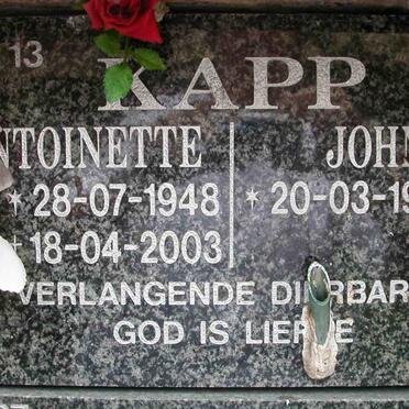 KAPP John 1937- &amp; Antoinette 1948-2003
