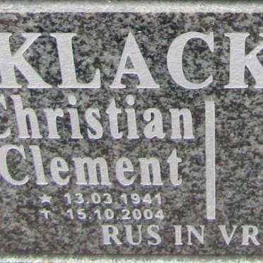 KLACKERS Christian Clement 1941-2004 &amp; Agnes Alice 1936-2013