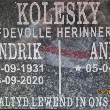 KOLESKY Hendrik 1931-2020 &amp; Anna  1936-