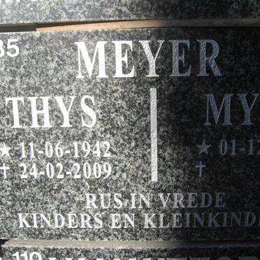 MEYER Thys 1942-2009 &amp; Myra 1946-