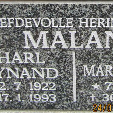 MALAN Charl Wynand 1922-1993 &amp; Margaretha 1930-2017