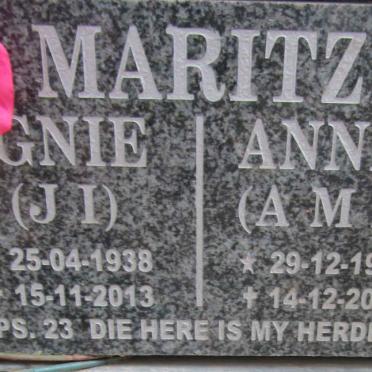 MARITZ J.I. 1938-2013 &amp; A.M.D. 1936-2012