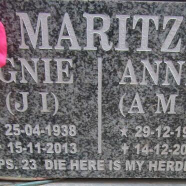 MARITZ J.I. 1938-2013 &amp; A.M.D. 1936-2012