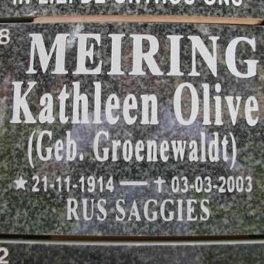 MEIRING Kathleen Olive nee GROENEWALDT 1914-2003