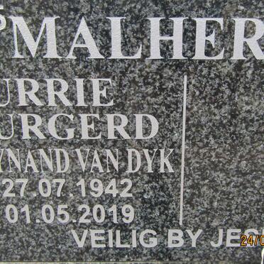 MALHERBE Burrie Burgerd Wynand van Dyk 1942-2019