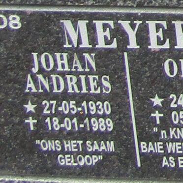MEYER Johan Andries 1930-1989 &amp; Olga 1931-2017