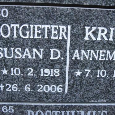 POTGIETER Susan D. 1918-2006 &amp; Annemarie 1946-