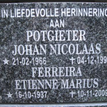 POTGIETER Johan Nicolaas 1966-1999 ::  FERREIRA Etienne Marius 1937-2009