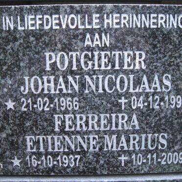 POTGIETER Johan Nicolaas 1966-1999 ::  FERREIRA Etienne Marius 1937-2009