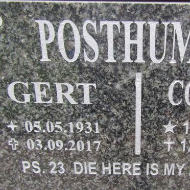 POSTHUMUS Gert 1931-2017 &amp; Corrie 1934-2009