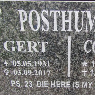 POSTHUMUS Gert 1931-2017 &amp; Corrie 1934-2009