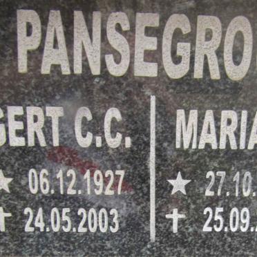 PANSEGROUW Gert C.C. 1927-2003 &amp; Maria M. 1927-2013