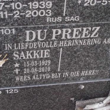 PREEZ Sakkie, du 1929-2010