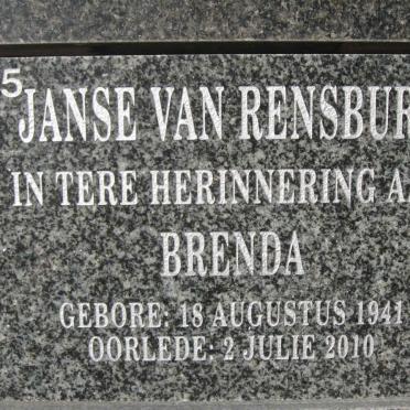 RENSBURG Brenda, Janse van 1941-2010