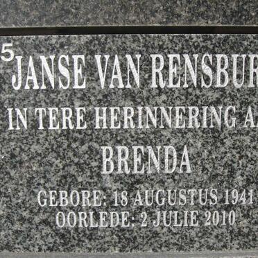 RENSBURG Brenda, Janse van 1941-2010