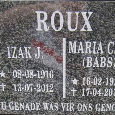 ROUX Izak J. 1916-2012 &amp; Maria C.M. 1922-2011